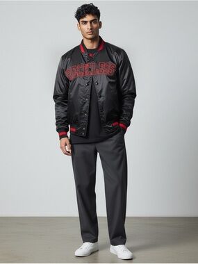Young and Reckless Varsity Jacket Bomber Black Red Sz S